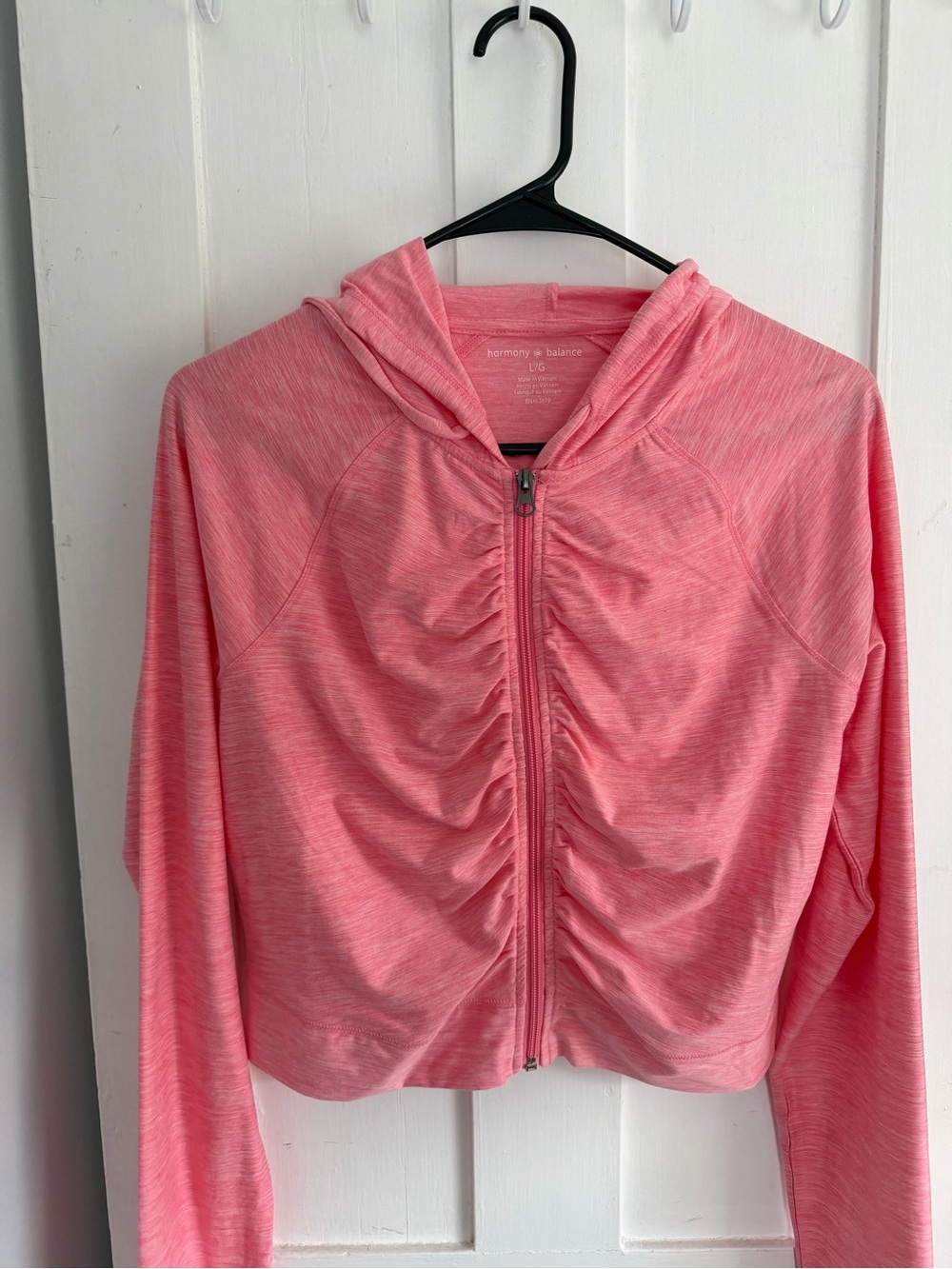 Harmony & Balance Pink Ruched Zip Hoodie